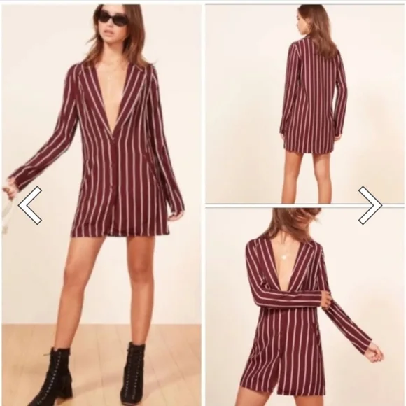 Reformation casual blazer, size 6, striped with pockets - Picture 2 of 11